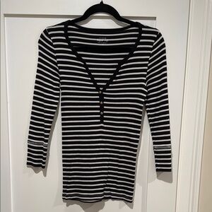 Black and White Striped Women's Top